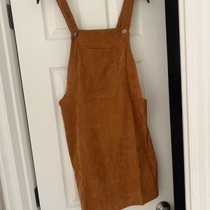 Brown corduroy overall dress